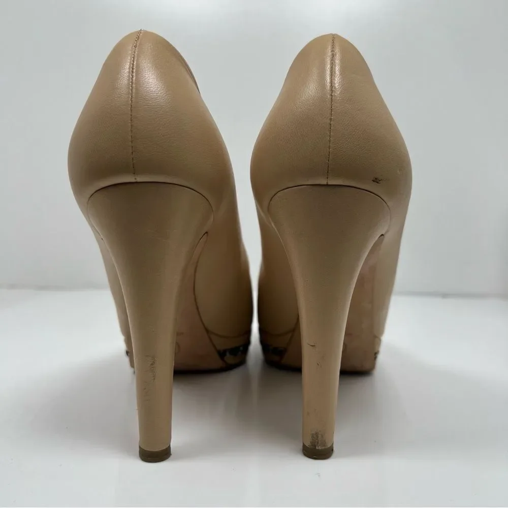 Chanel Beige And Black Classic Heels Size 41 - 10 US